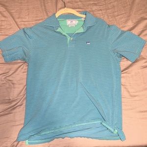 Southern Tide Men’s Small Polo. Blue and Green